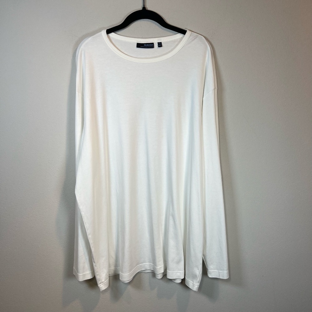 Murano Wardrobe Essentials 100% Cotton Long Sleeve Shirt White Size Mens 3X Tall
